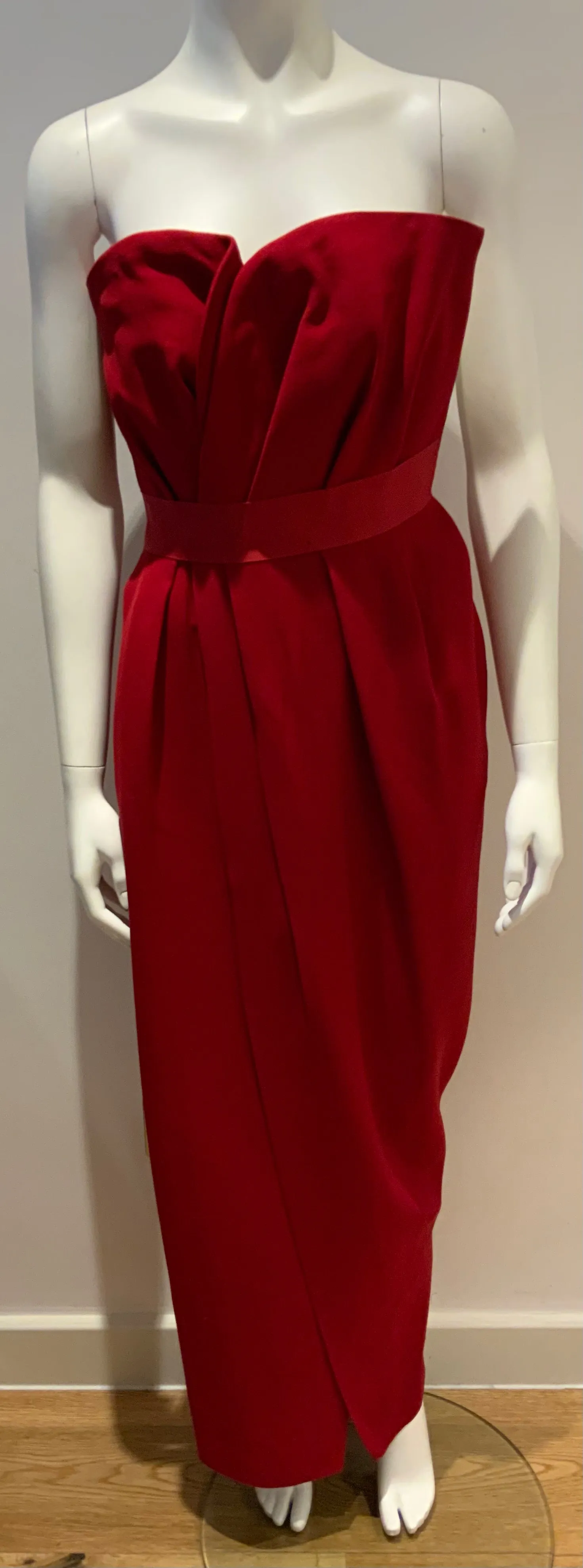 LANVIN Red Strapless wrap-effect silk-crepe gown dress RED CARPET F 36 XS ladies
