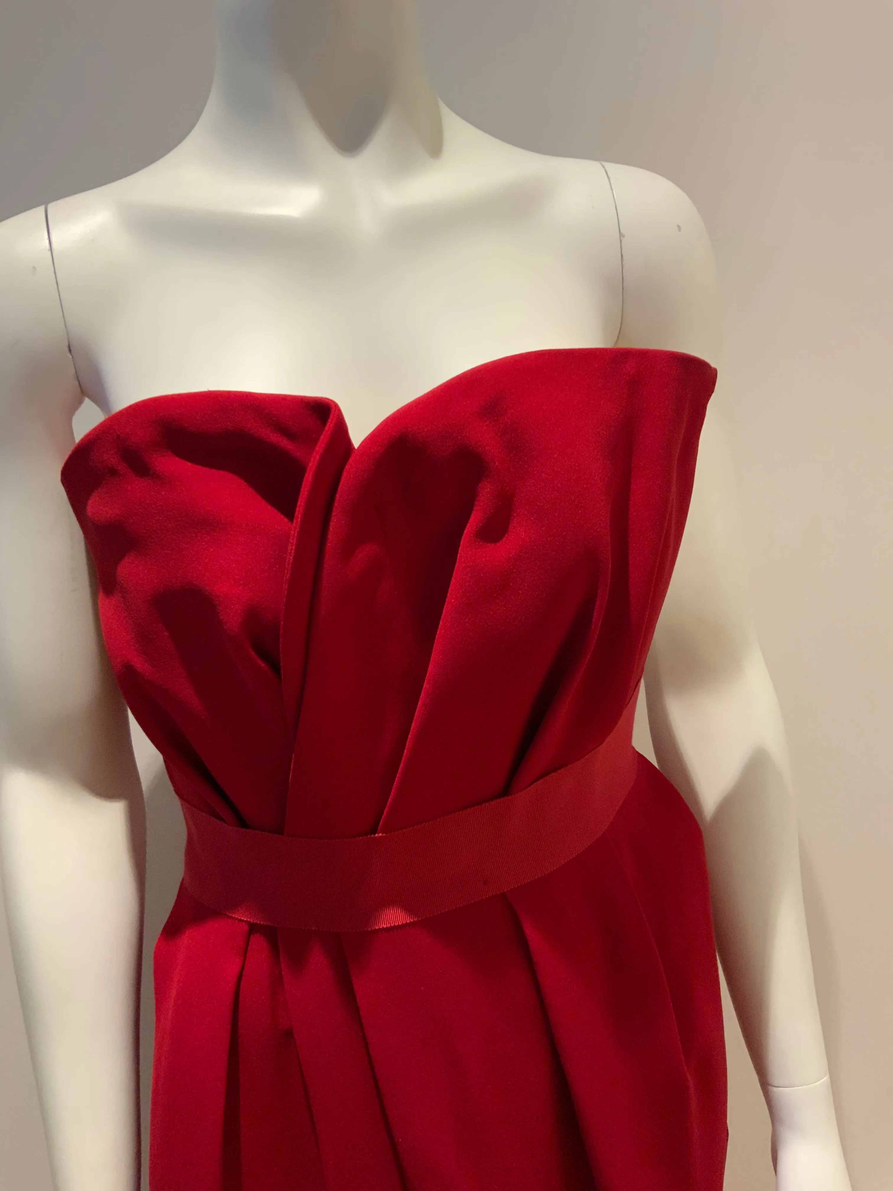 LANVIN Red Strapless wrap-effect silk-crepe gown dress RED CARPET F 36 XS ladies