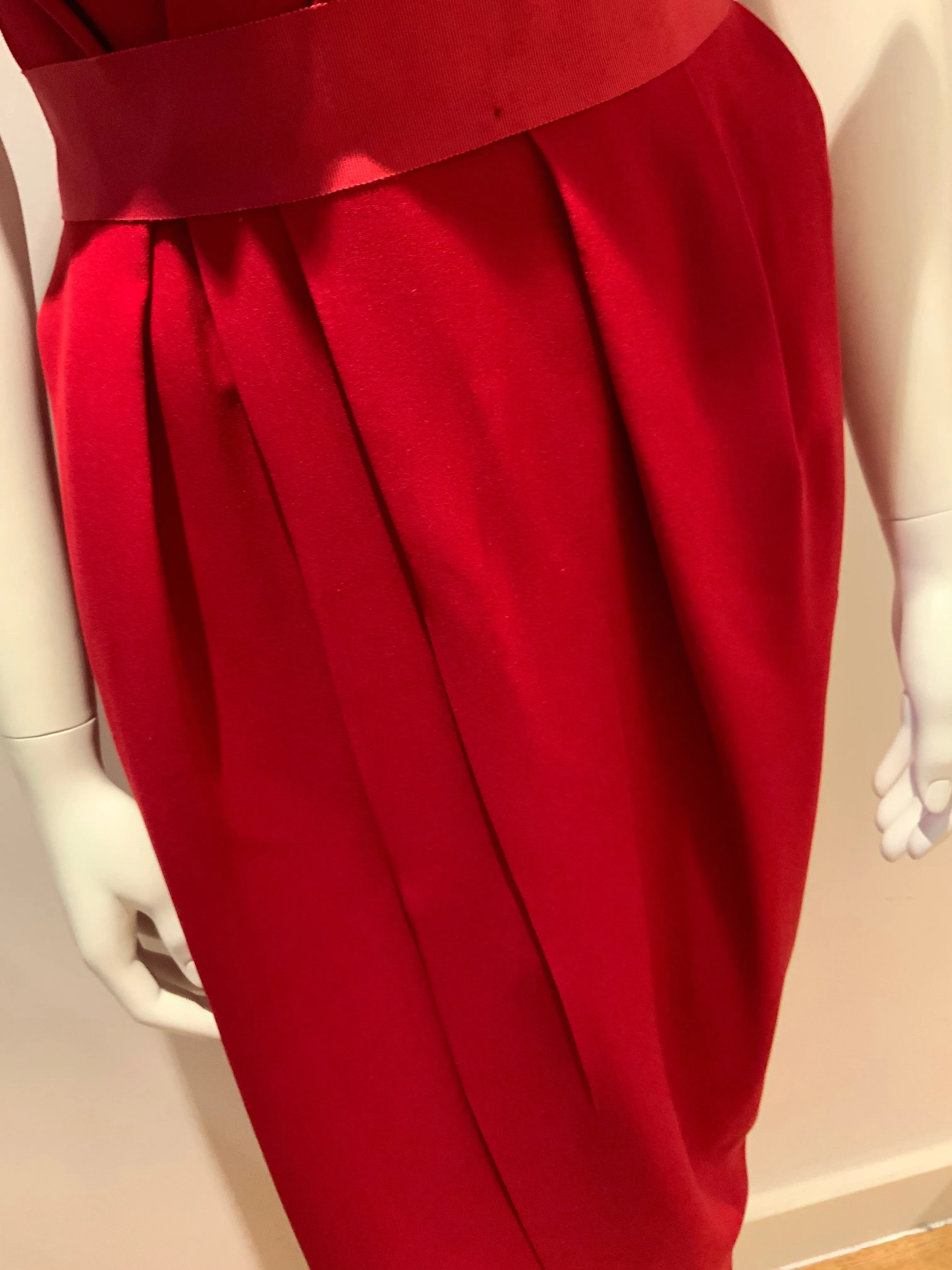 LANVIN Red Strapless wrap-effect silk-crepe gown dress RED CARPET F 36 XS ladies