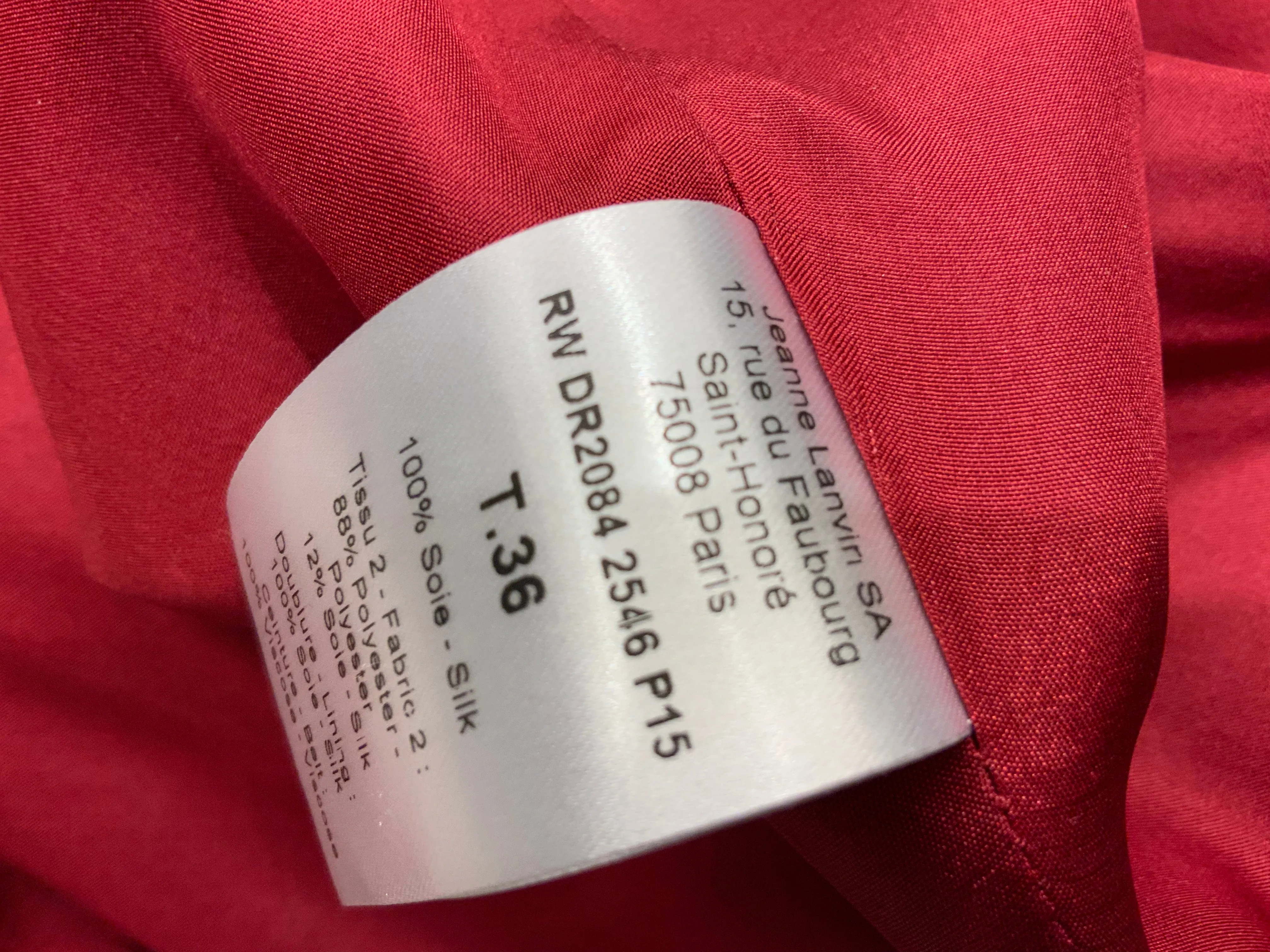 LANVIN Red Strapless wrap-effect silk-crepe gown dress RED CARPET F 36 XS ladies