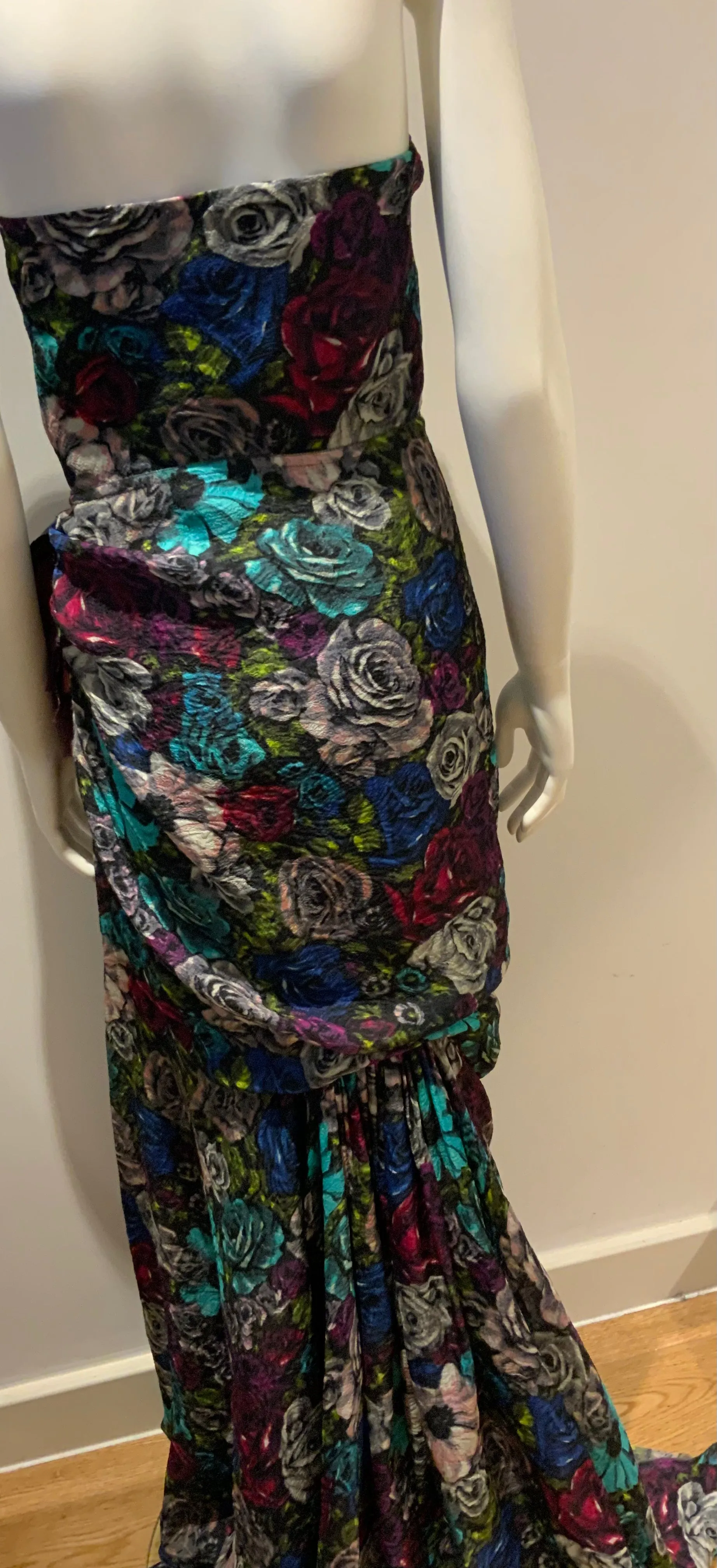 LANVIN Strapless silk-crepe floral gown dress RED CARPET F 40 UK 12 US 8 ladies