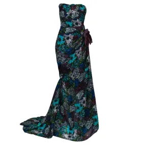 LANVIN Strapless silk-crepe floral gown dress RED CARPET F 40 UK 12 US 8 ladies