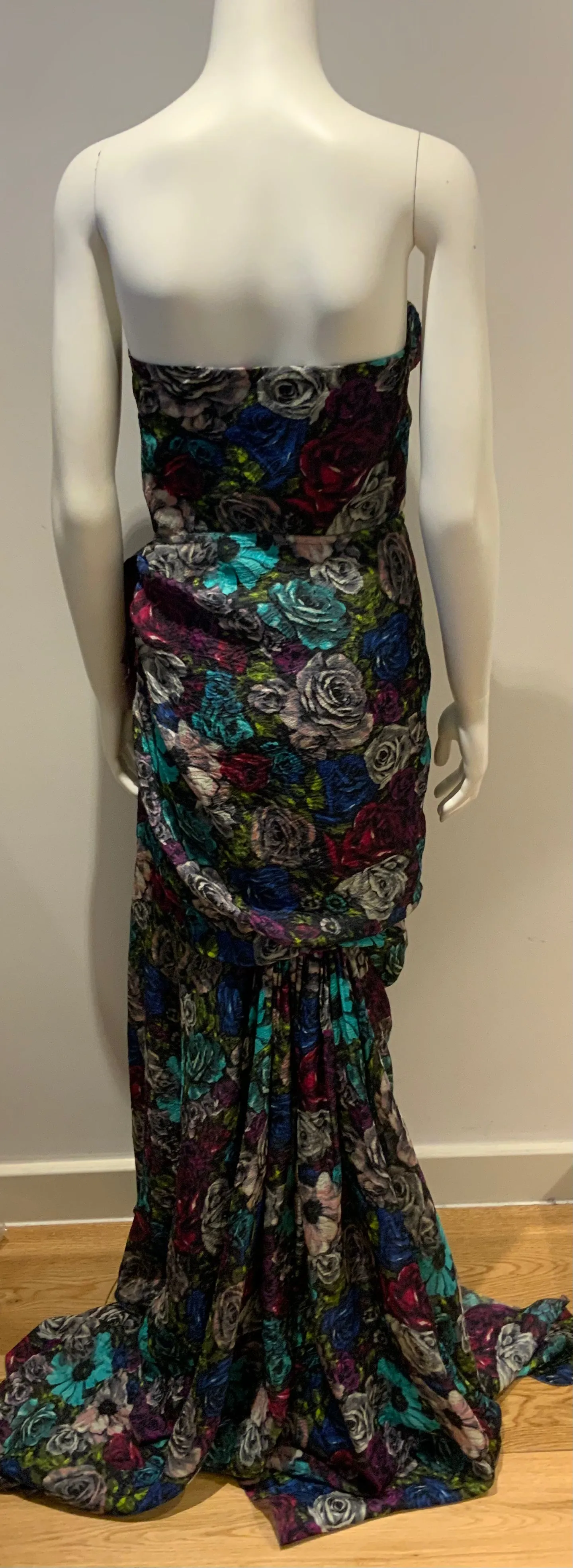 LANVIN Strapless silk-crepe floral gown dress RED CARPET F 40 UK 12 US 8 ladies