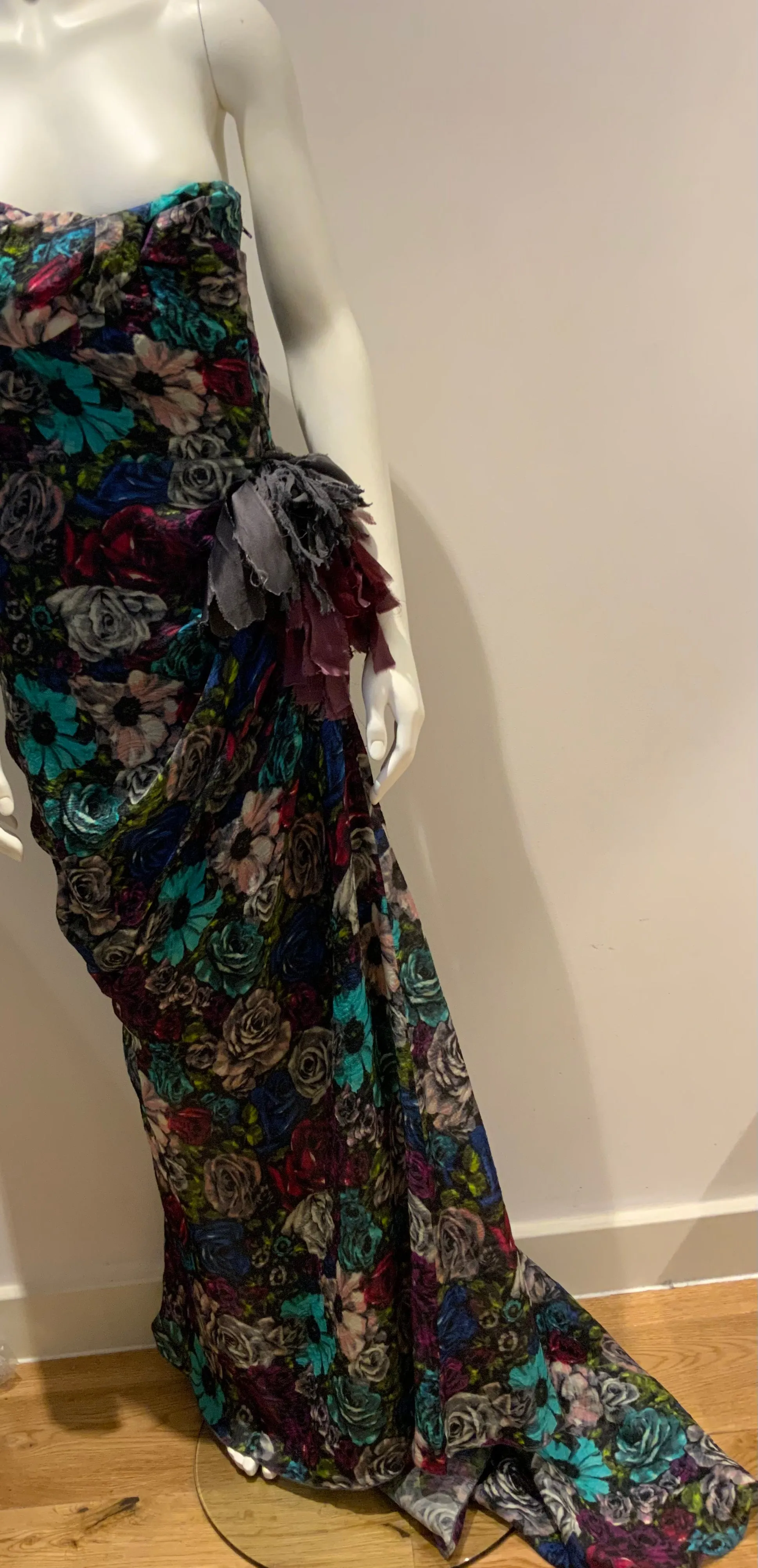 LANVIN Strapless silk-crepe floral gown dress RED CARPET F 40 UK 12 US 8 ladies