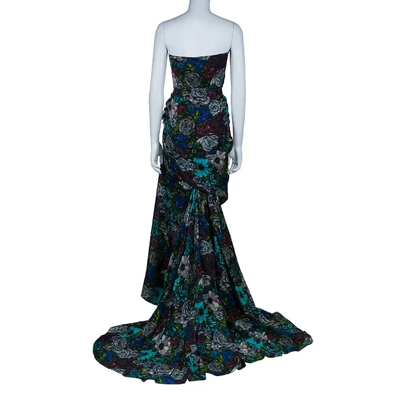 LANVIN Strapless silk-crepe floral gown dress RED CARPET F 40 UK 12 US 8 ladies