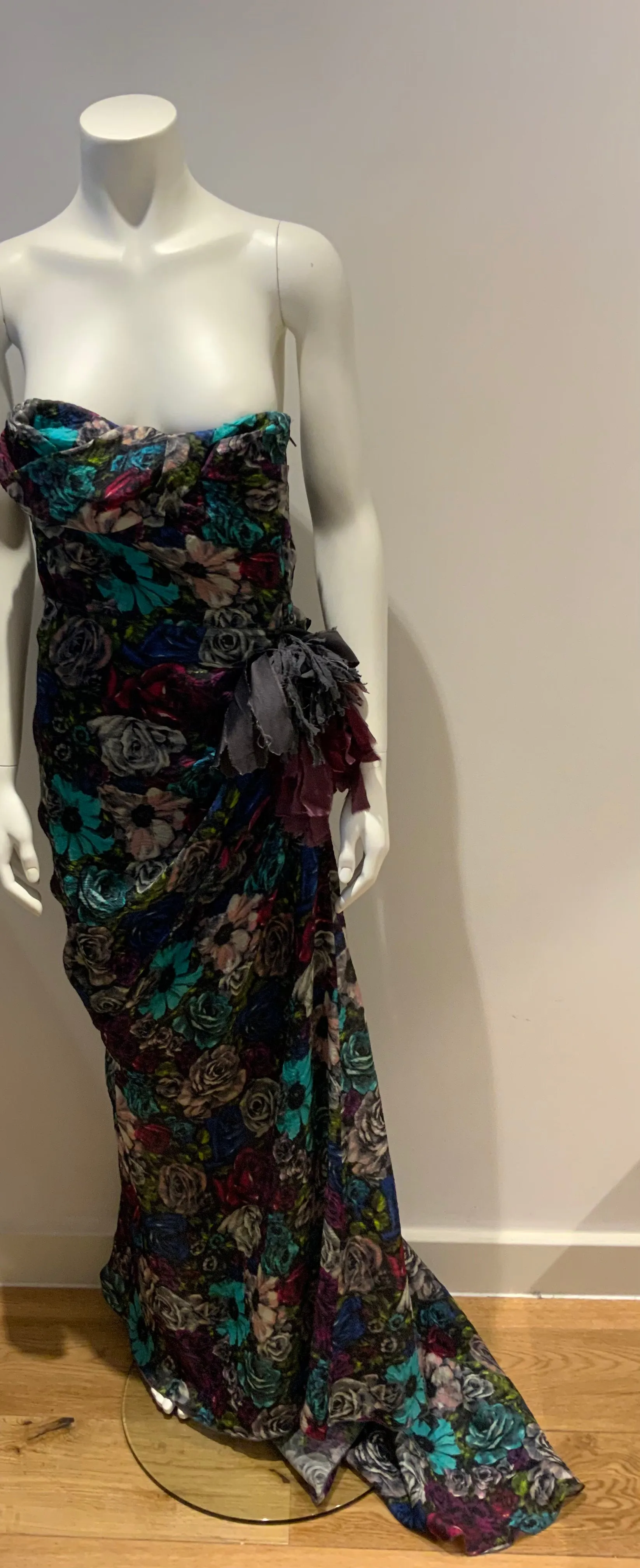 LANVIN Strapless silk-crepe floral gown dress RED CARPET F 40 UK 12 US 8 ladies