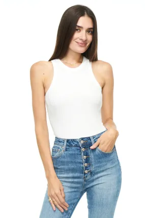Le Blanc Sleeveless Crew Neck Bodysuit
