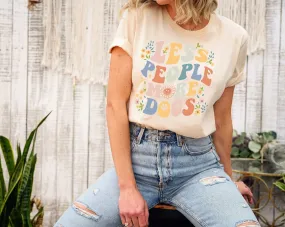 Less People More Dogs Funny Boho Hippie Dog Mama Graphic Tee