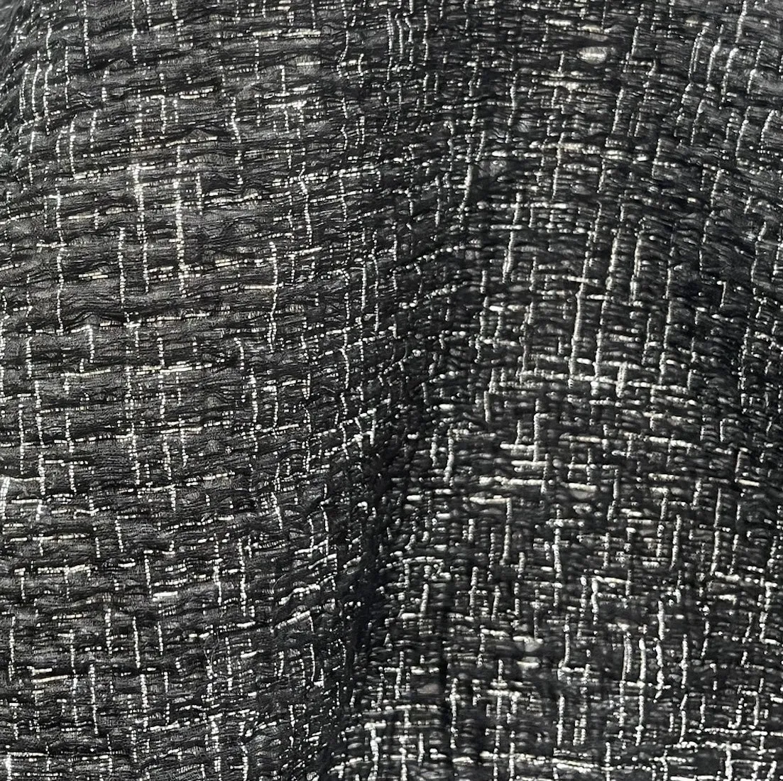 Light-Weight Ethereal Obsidian & Silver Silk Blend Brocade (Made in Italy)