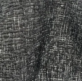 Light-Weight Ethereal Obsidian & Silver Silk Blend Brocade (Made in Italy)