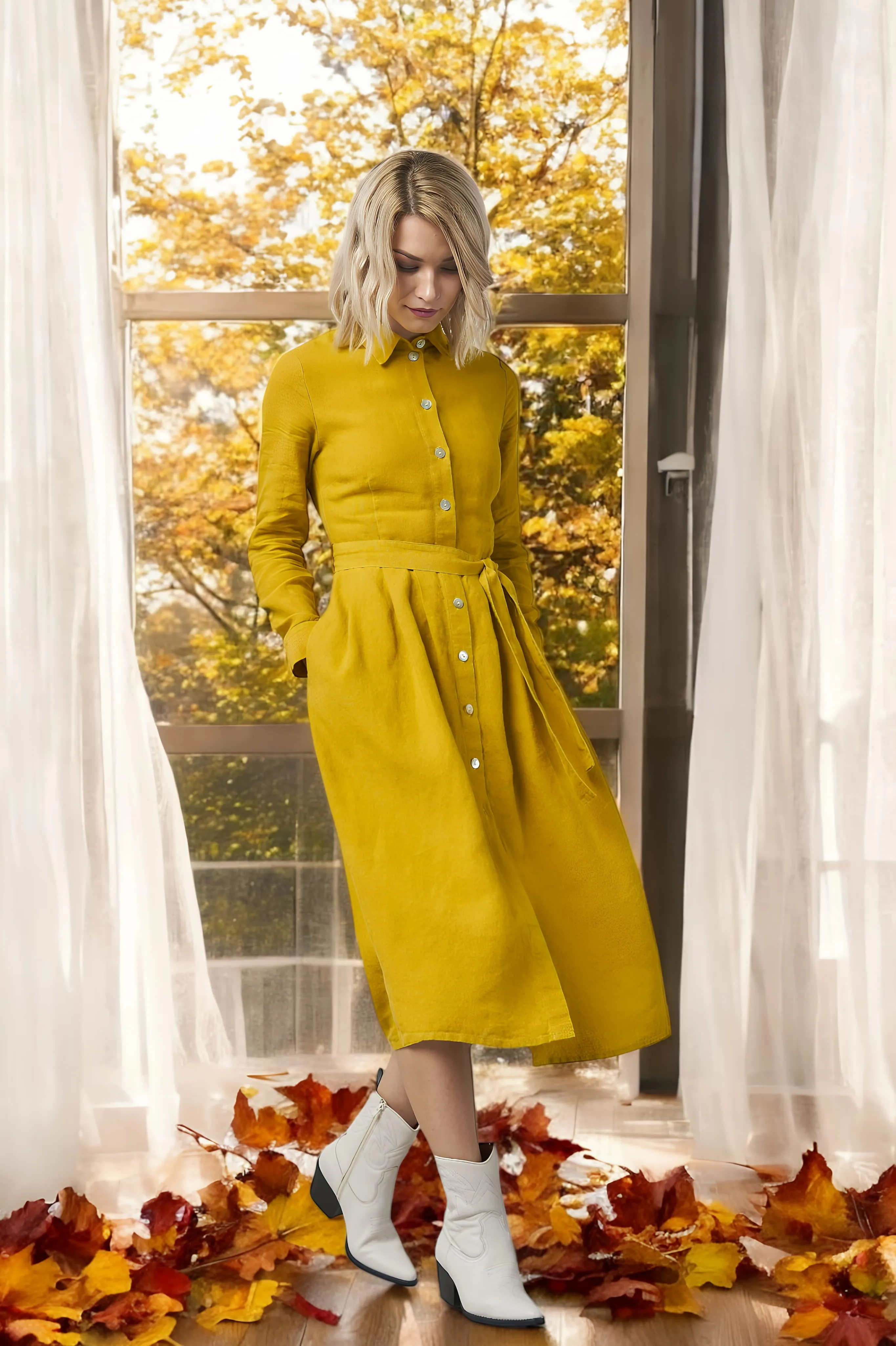 Linen autumn dress Mona