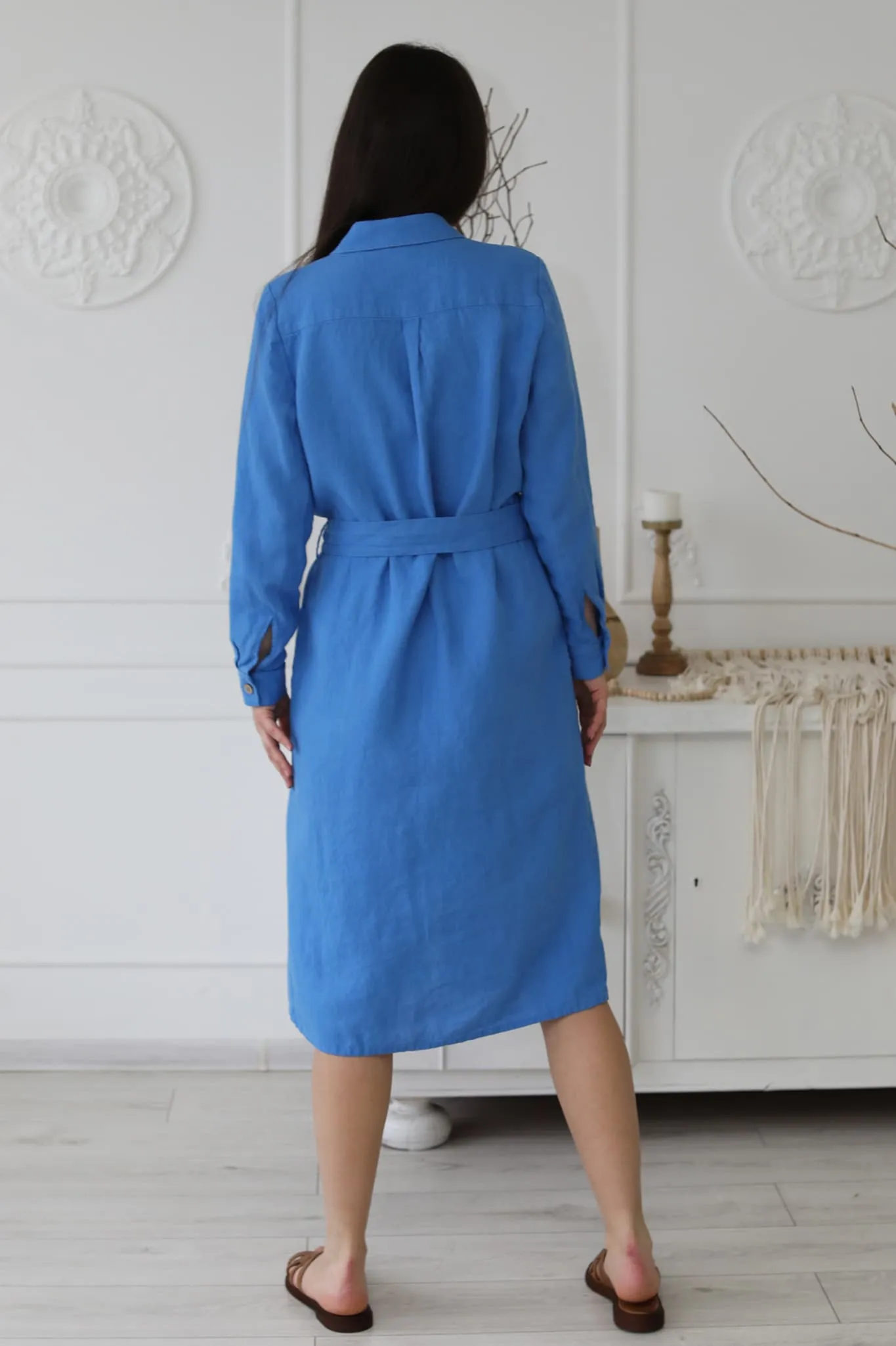 Linen long shirt dress Nika