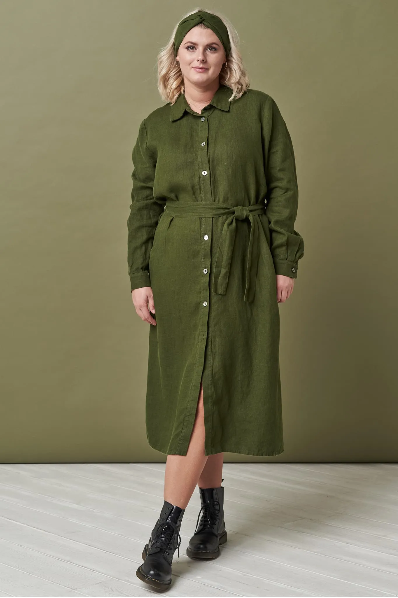 Linen long shirt dress Nika