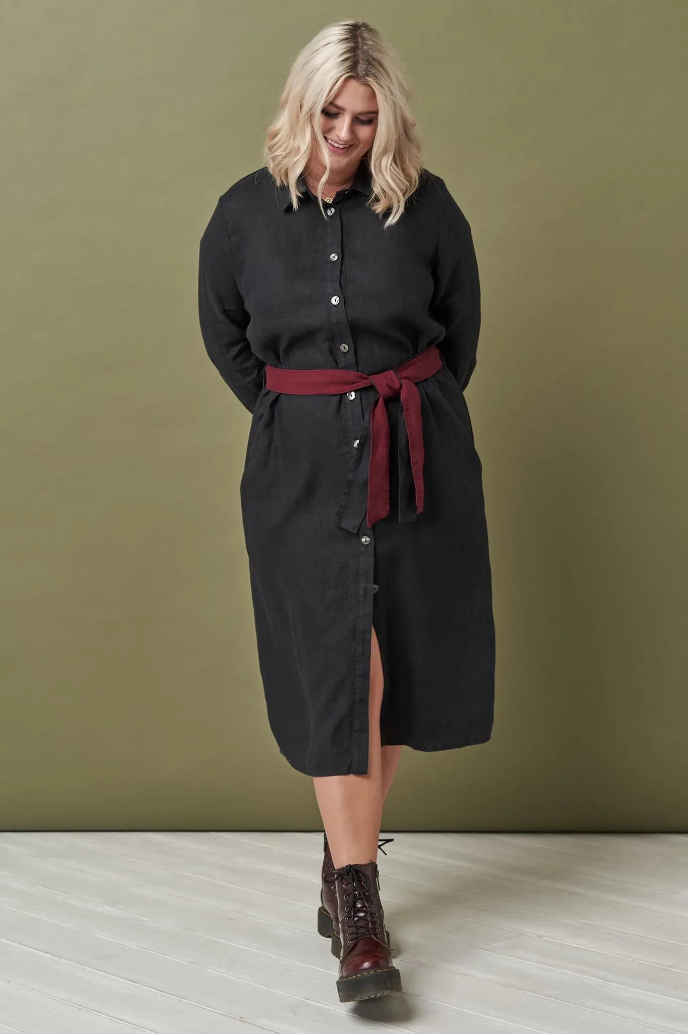 Linen long shirt dress Nika