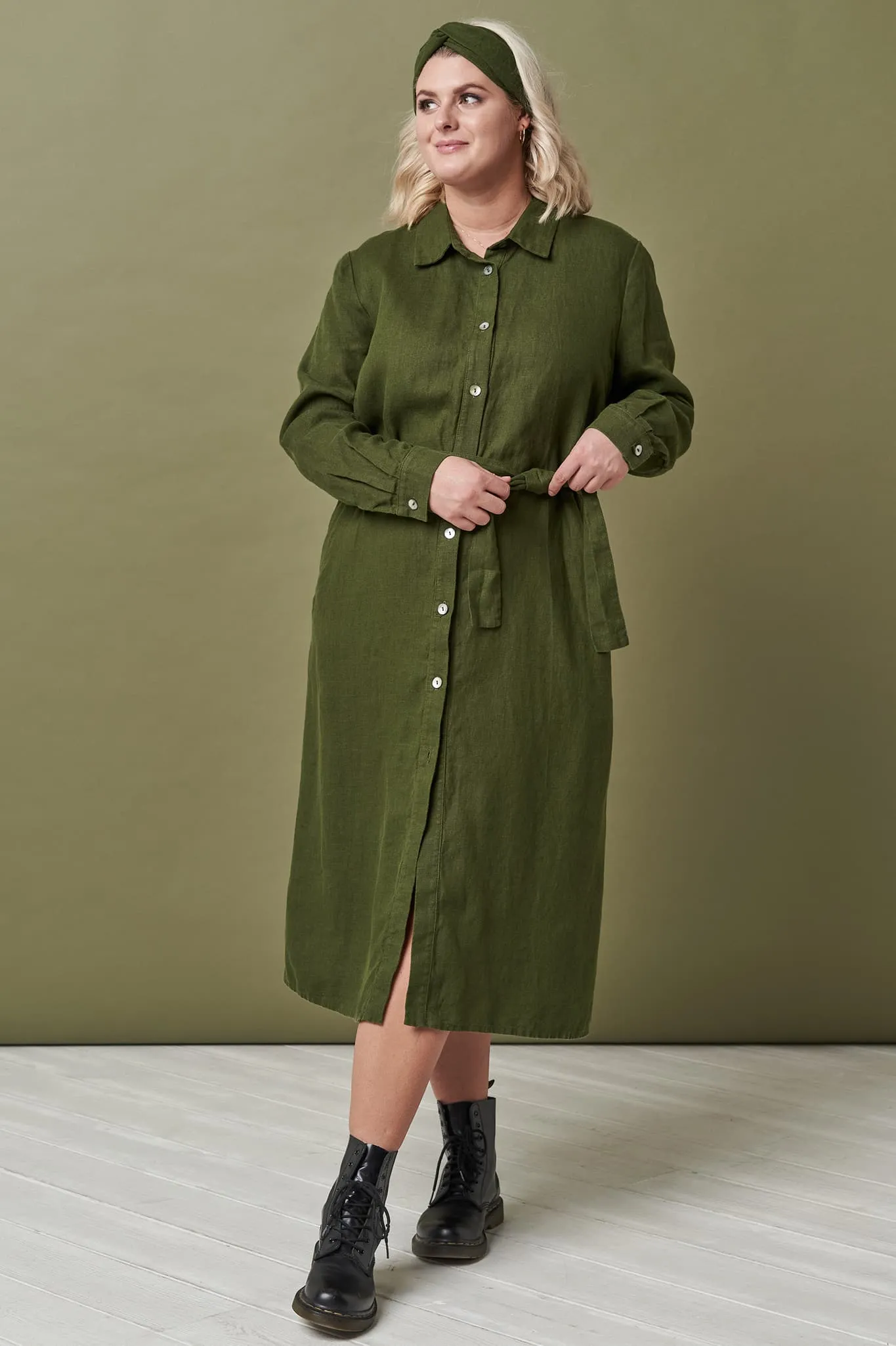 Linen long shirt dress Nika
