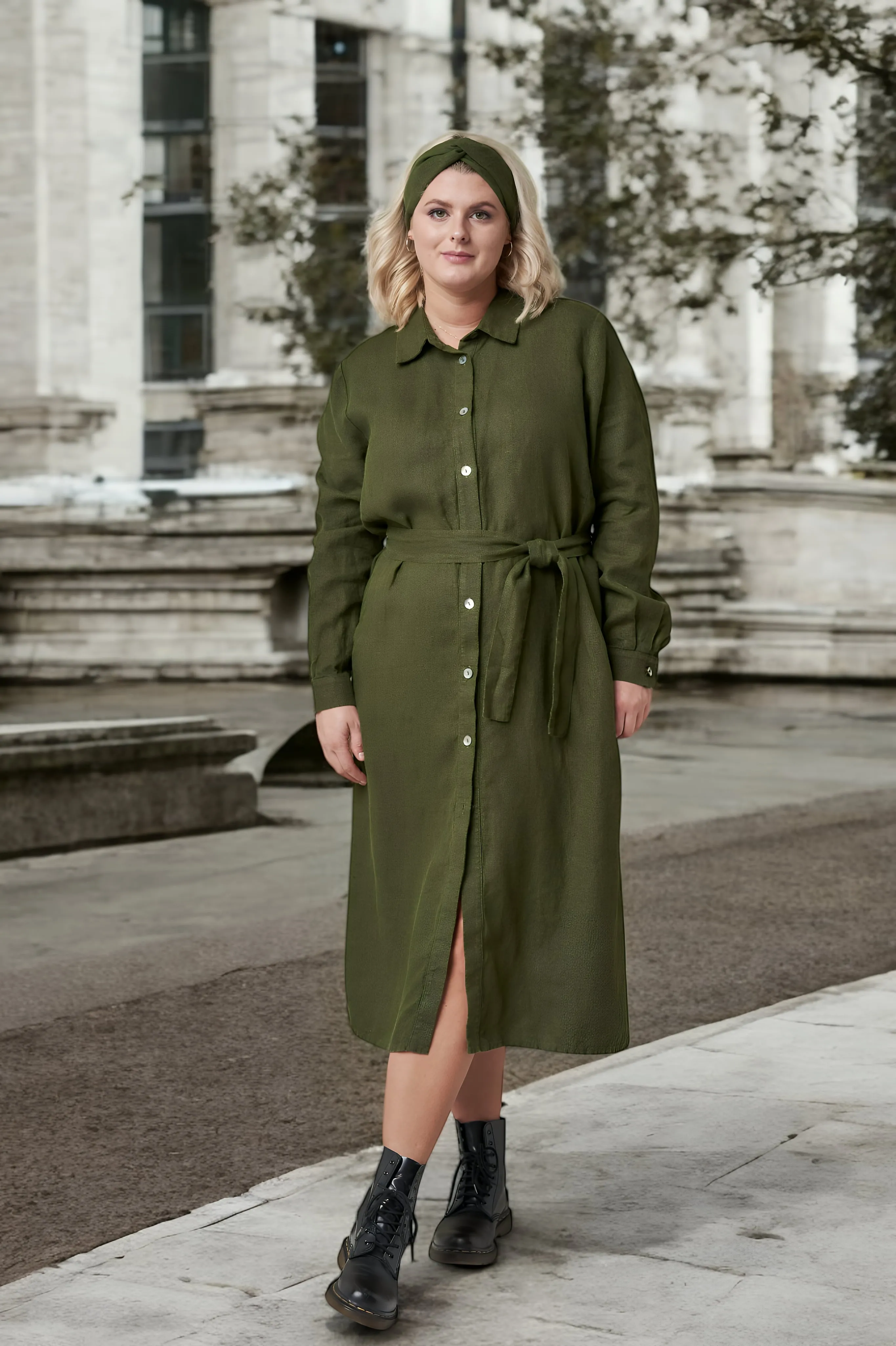 Linen long shirt dress Nika