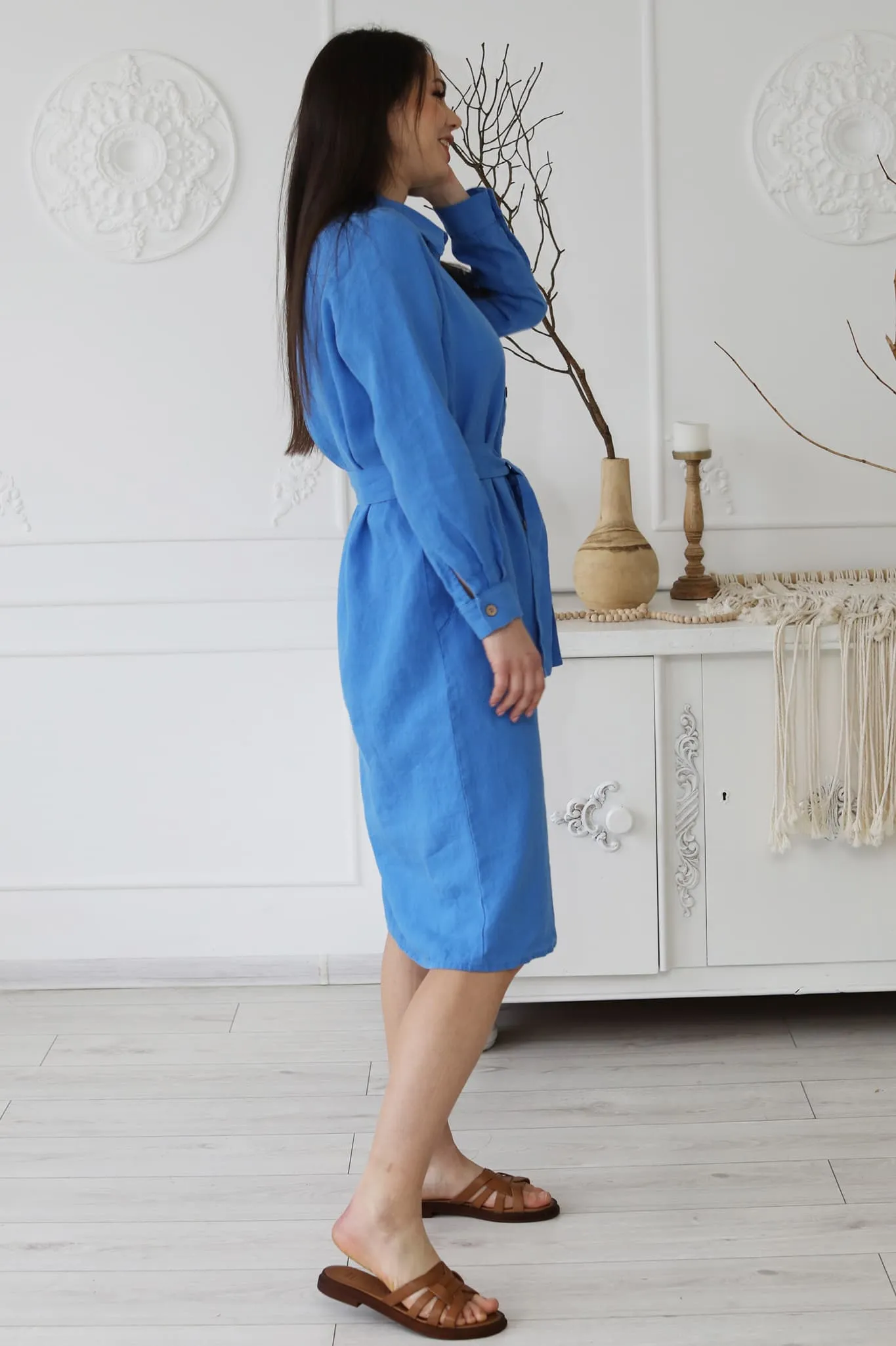 Linen long shirt dress Nika