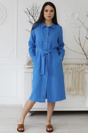 Linen long shirt dress Nika
