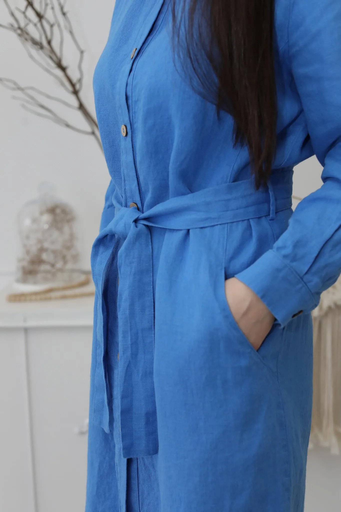 Linen long shirt dress Nika