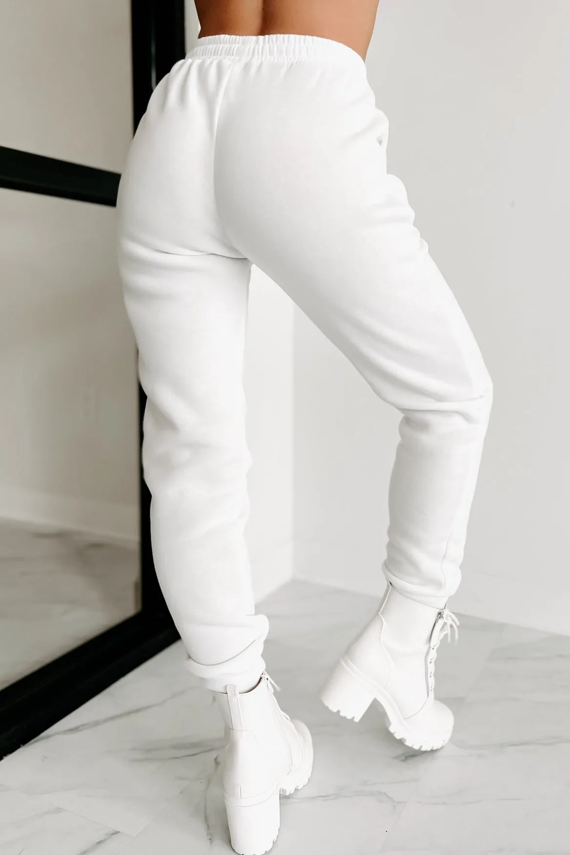 Living Comfortably Crop Hoodie & Joggers Set (White)