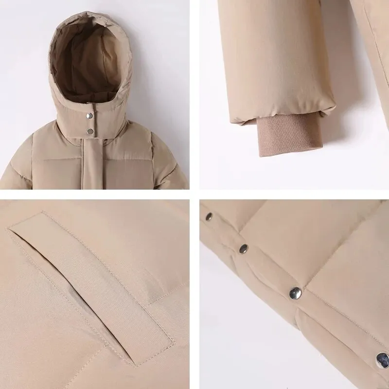 Long Women's Down Parka Female Coat Loose Hooded Long Cotton Winter Jacket Women Clothes Warm Oversized Outerwear New Fashion H