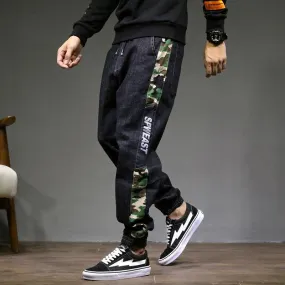 Loose Plus Size Trend Hong Kong Style Autumn Denim Overalls Men's Harem Pants