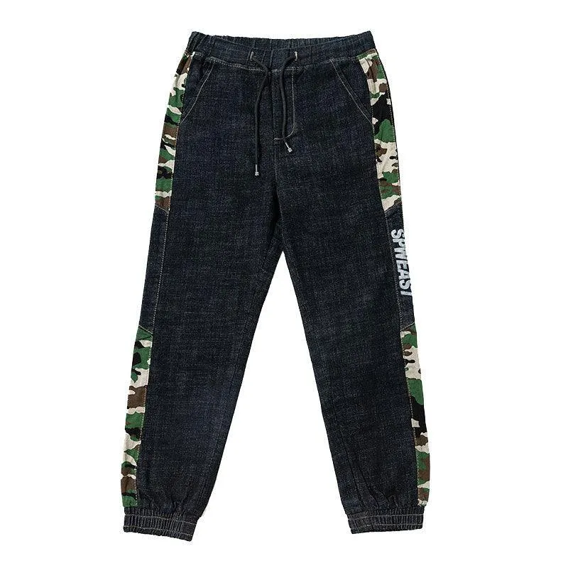 Loose Plus Size Trend Hong Kong Style Autumn Denim Overalls Men's Harem Pants