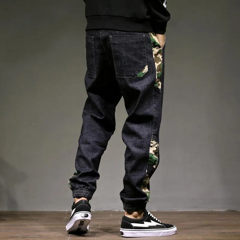Loose Plus Size Trend Hong Kong Style Autumn Denim Overalls Men's Harem Pants