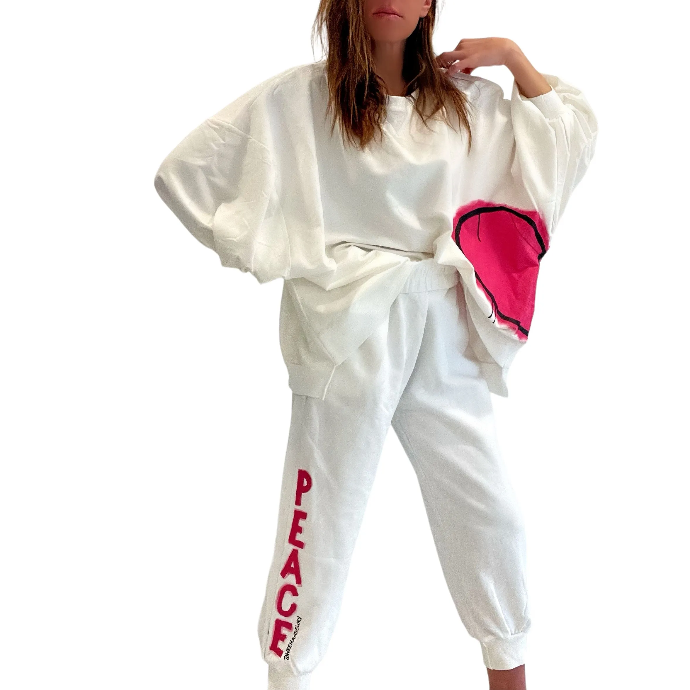 'Love Peace' Painted Loungewear Set by Wren   Glory