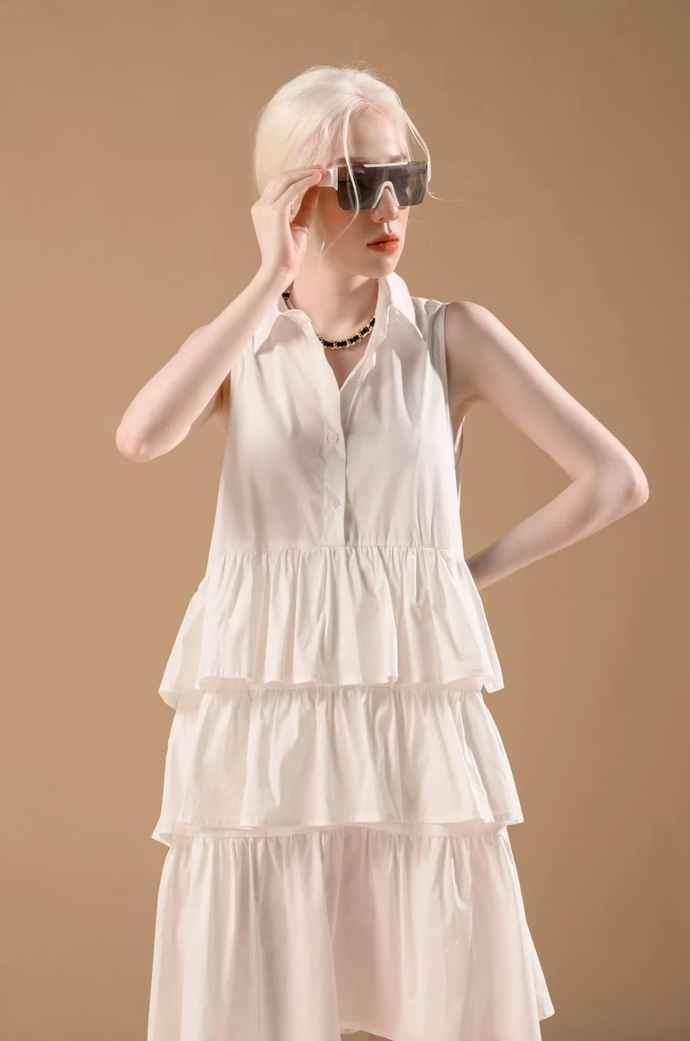 Melinda Tiered Ruffle Shirtdress