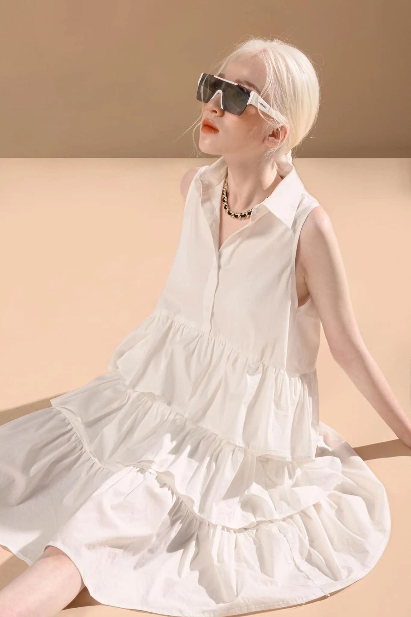 Melinda Tiered Ruffle Shirtdress