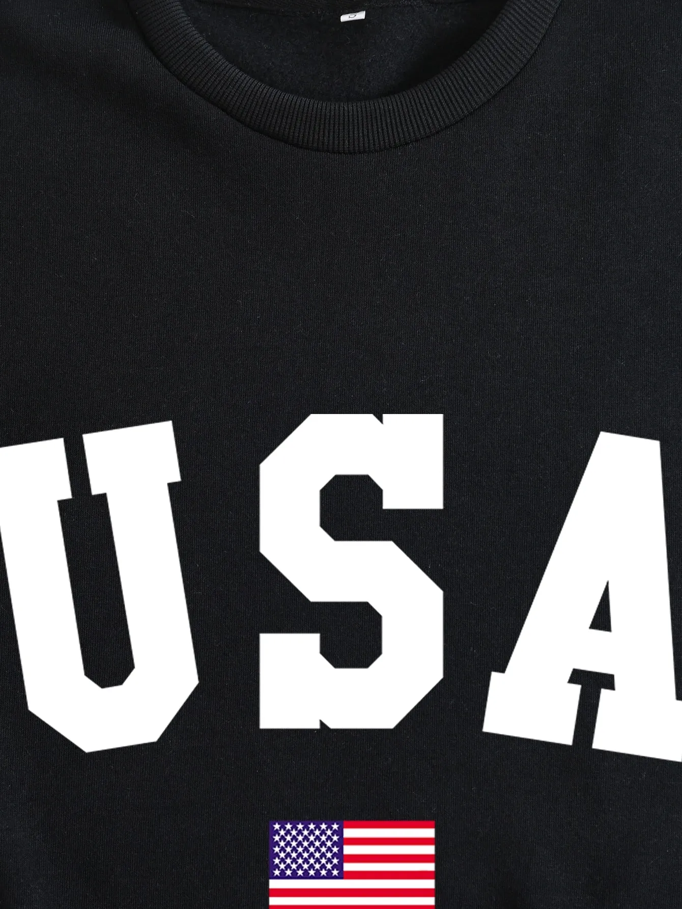 Men Letter & American Flag Print Thermal Lined Sweatshirt