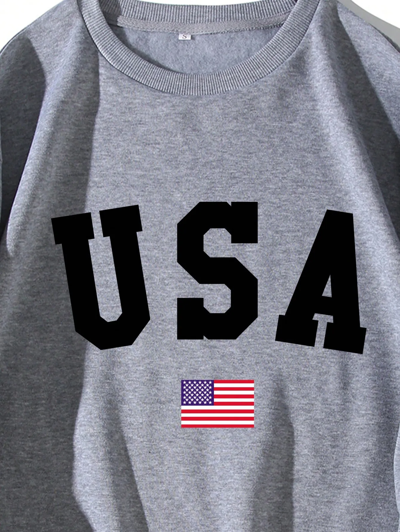 Men Letter & American Flag Print Thermal Lined Sweatshirt