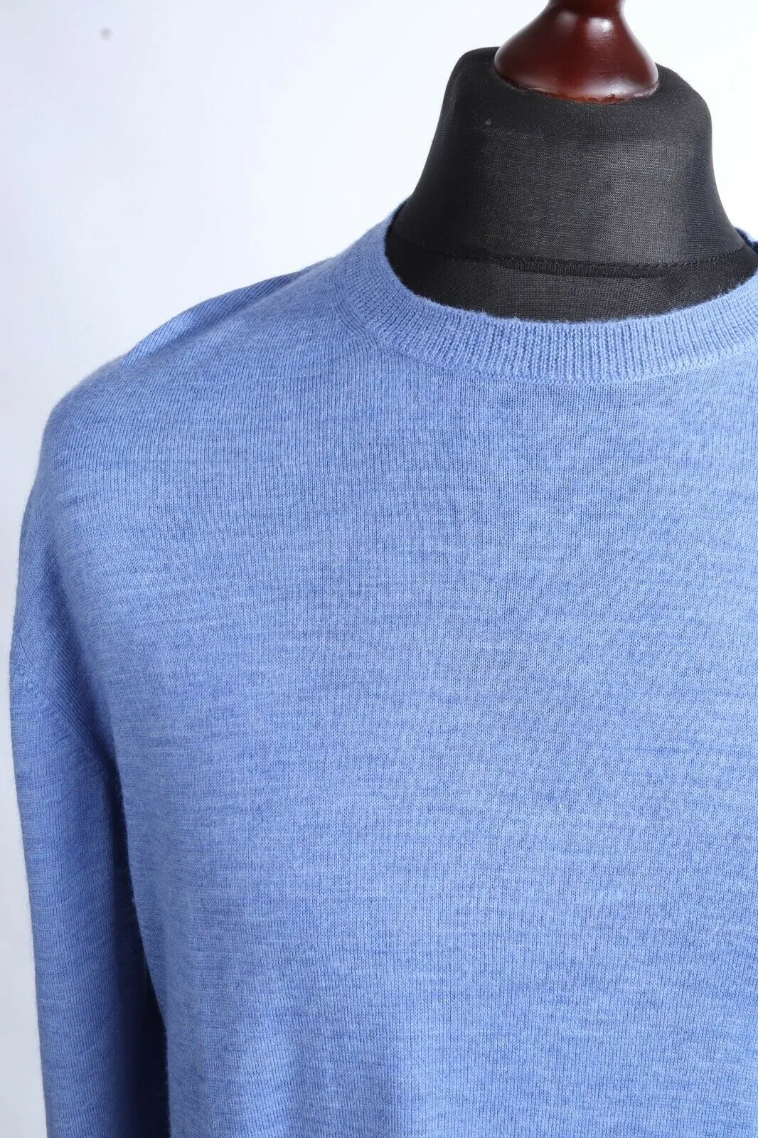 Men's GANT Blue 100% Merino Wool Crew Neck Jumper Size 2XL