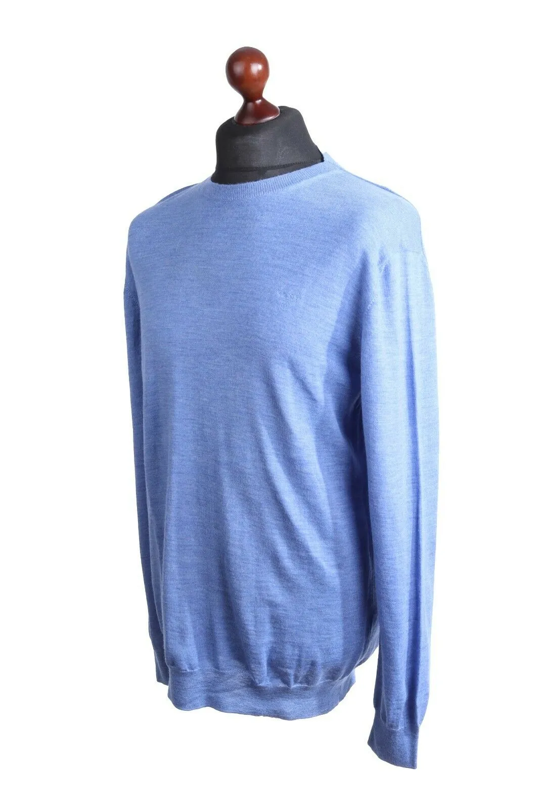 Men's GANT Blue 100% Merino Wool Crew Neck Jumper Size 2XL