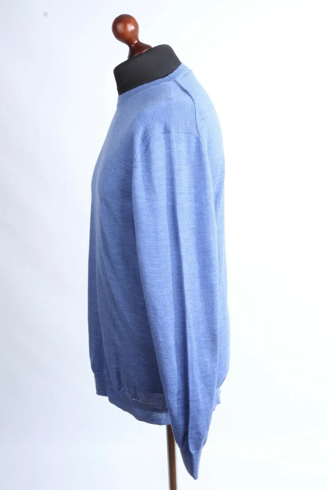 Men's GANT Blue 100% Merino Wool Crew Neck Jumper Size 2XL