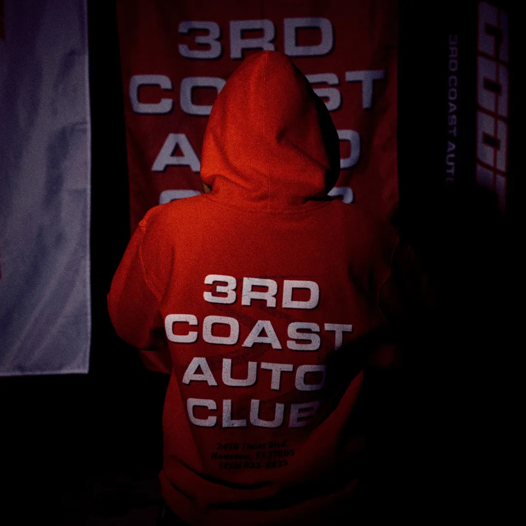 mens pg auto club pullover hoodie "flag" (red)