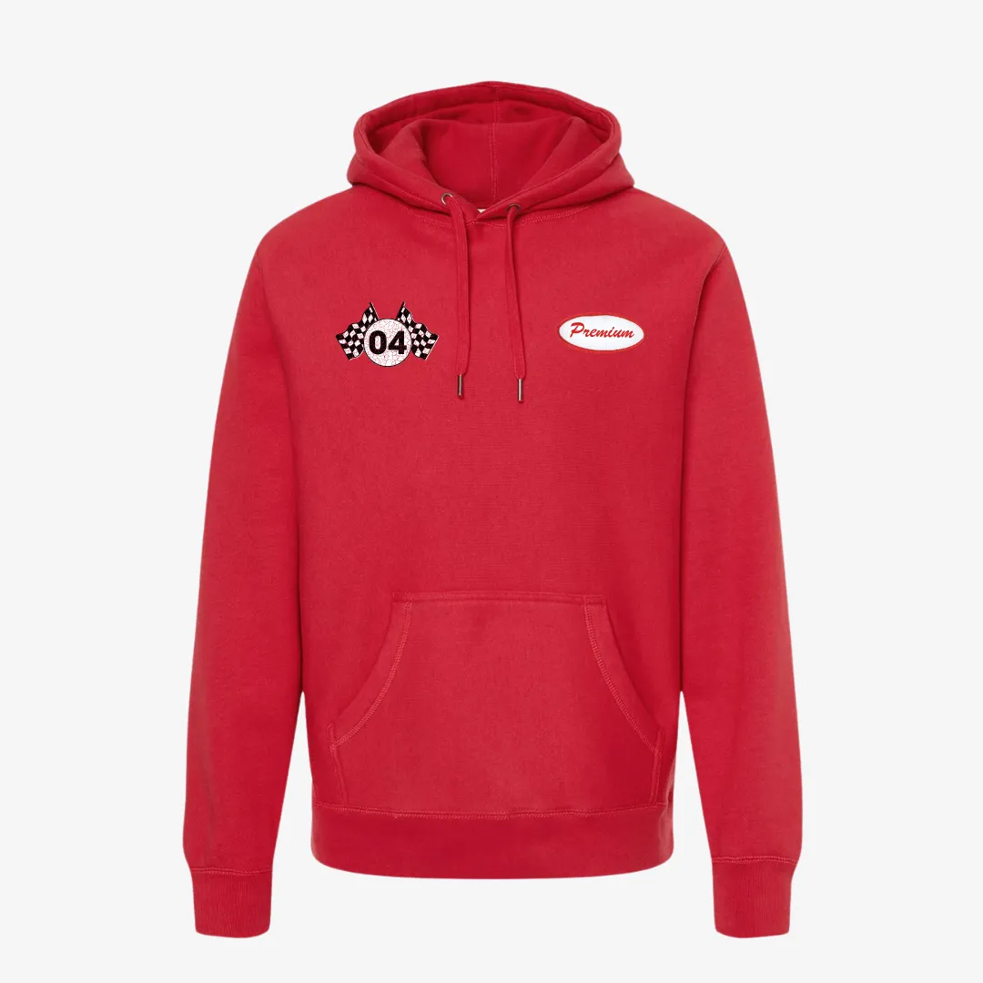 mens pg auto club pullover hoodie "flag" (red)