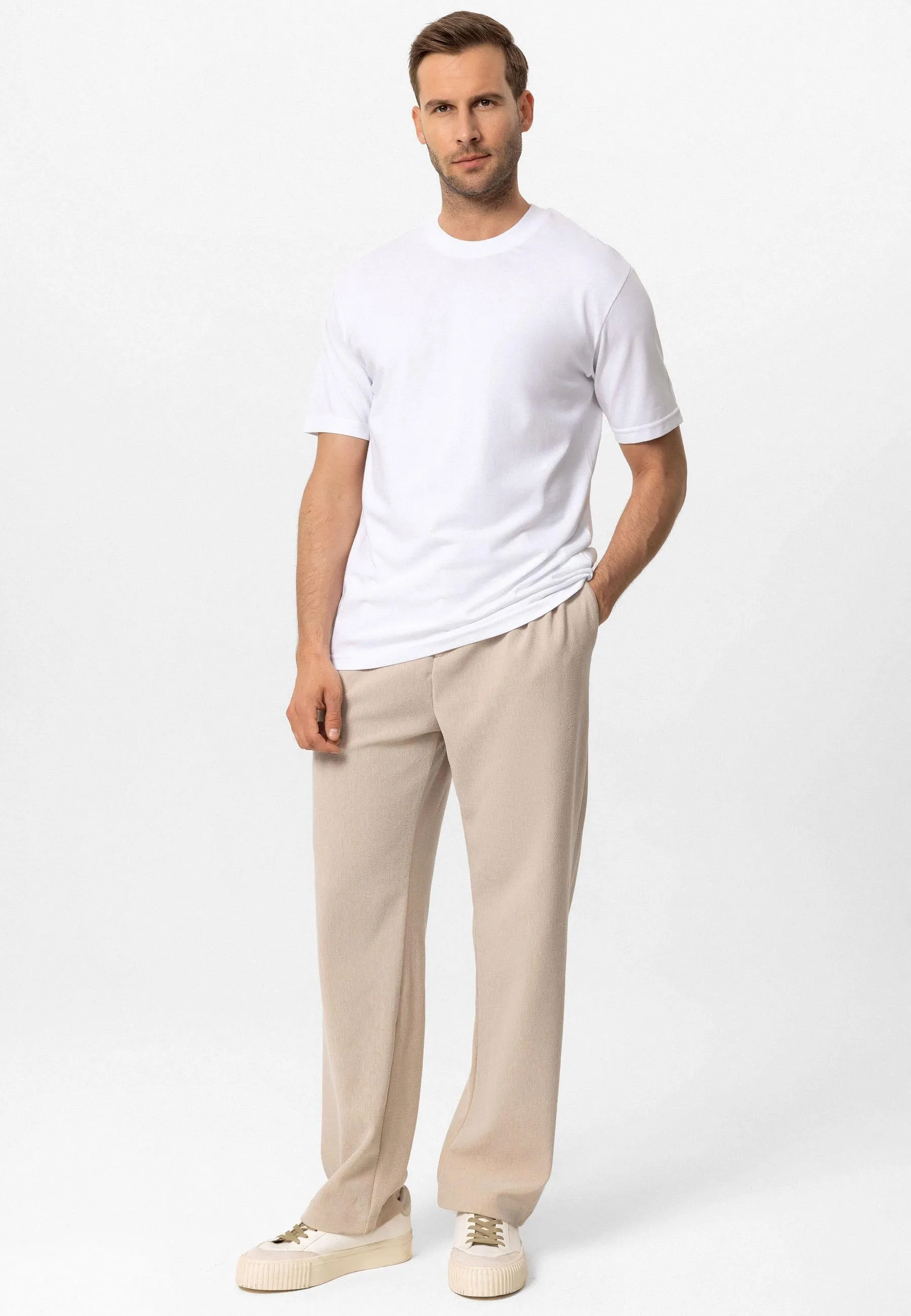 Men's White Crew Neck Basic T-Shirt - Wessi