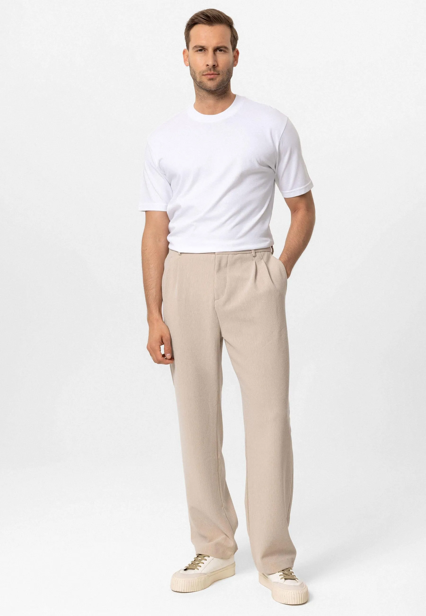 Men's White Crew Neck Basic T-Shirt - Wessi