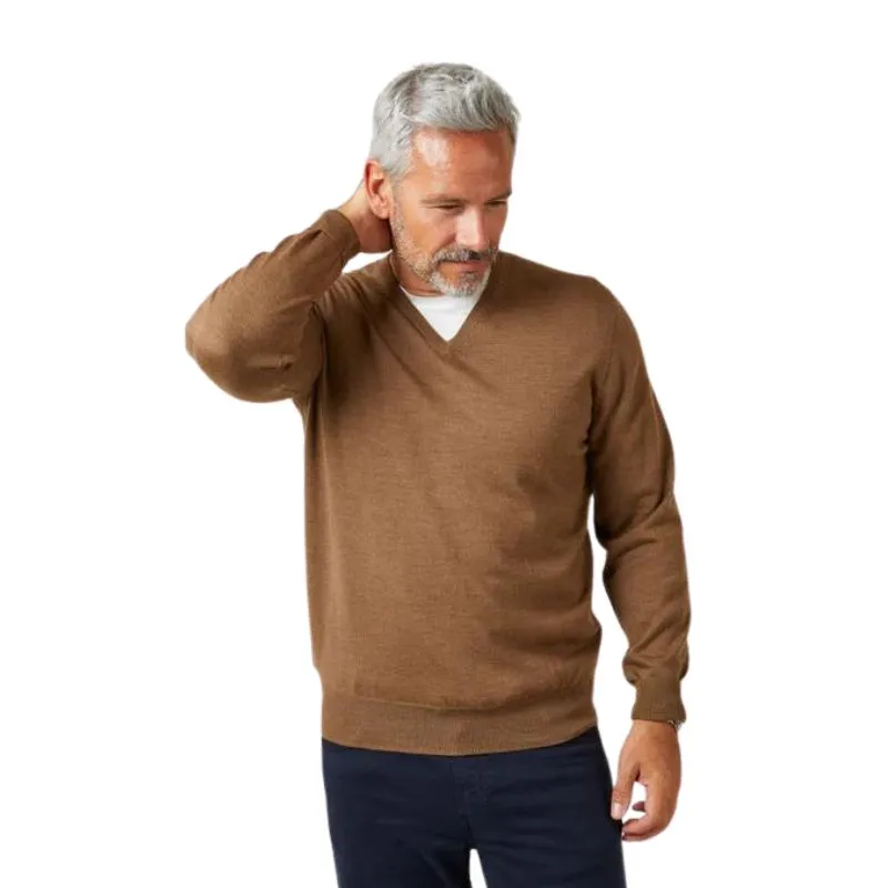 Millbreck V Neck Jumper - Chestnut