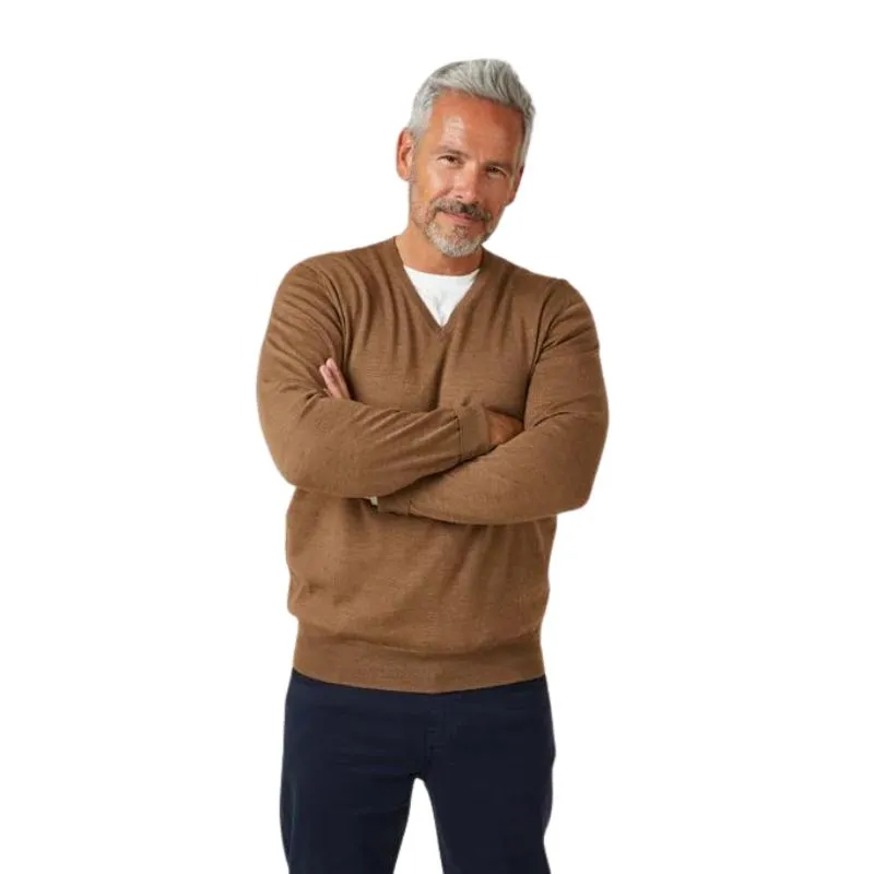 Millbreck V Neck Jumper - Chestnut