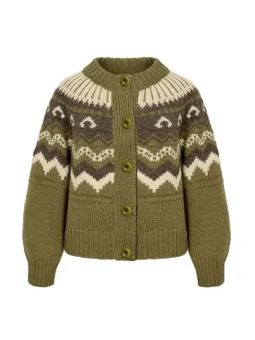 Moss with ecru and peat Fleetwood cardigan