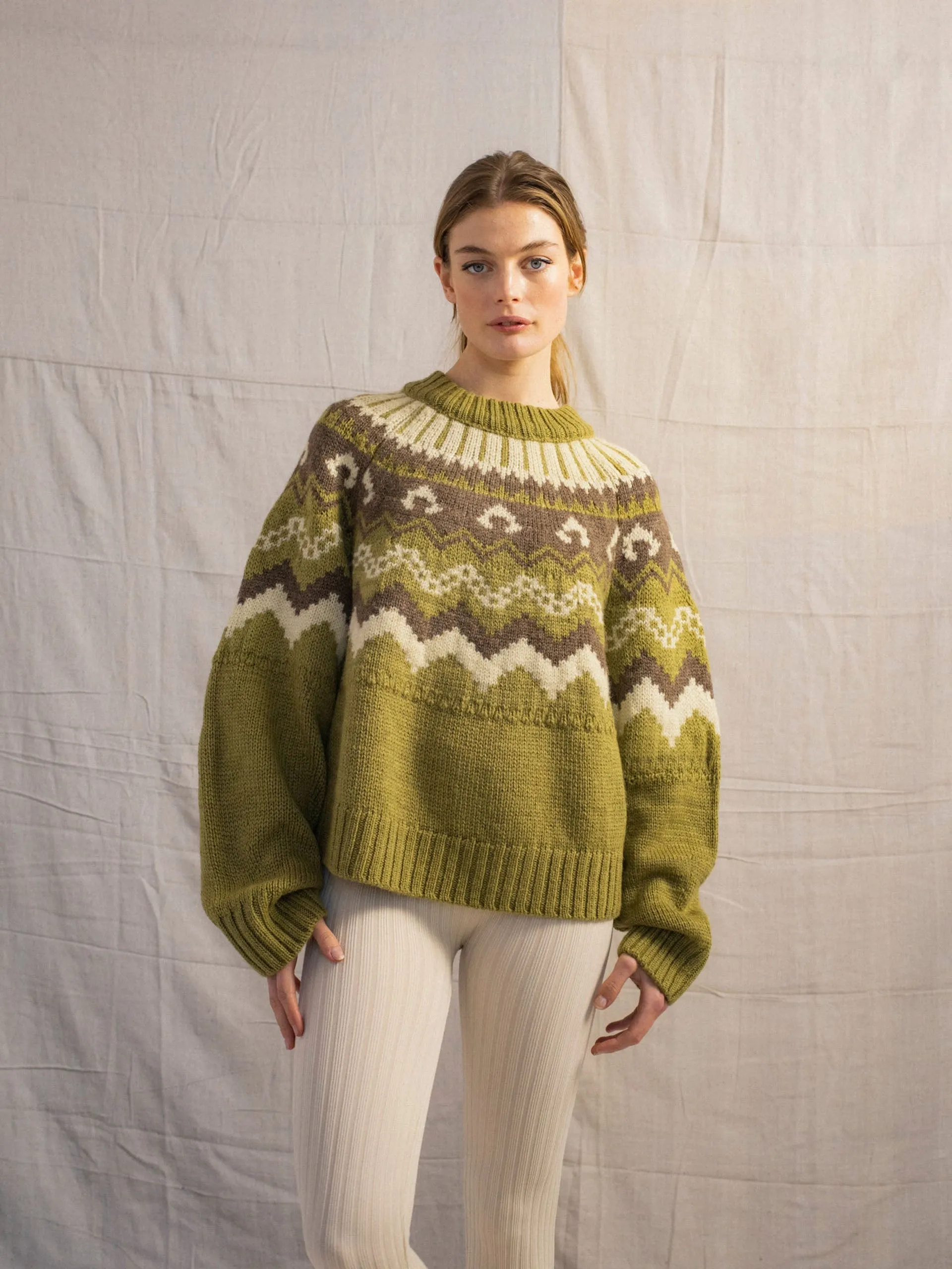 Moss with ecru and peat Fleetwood jumper