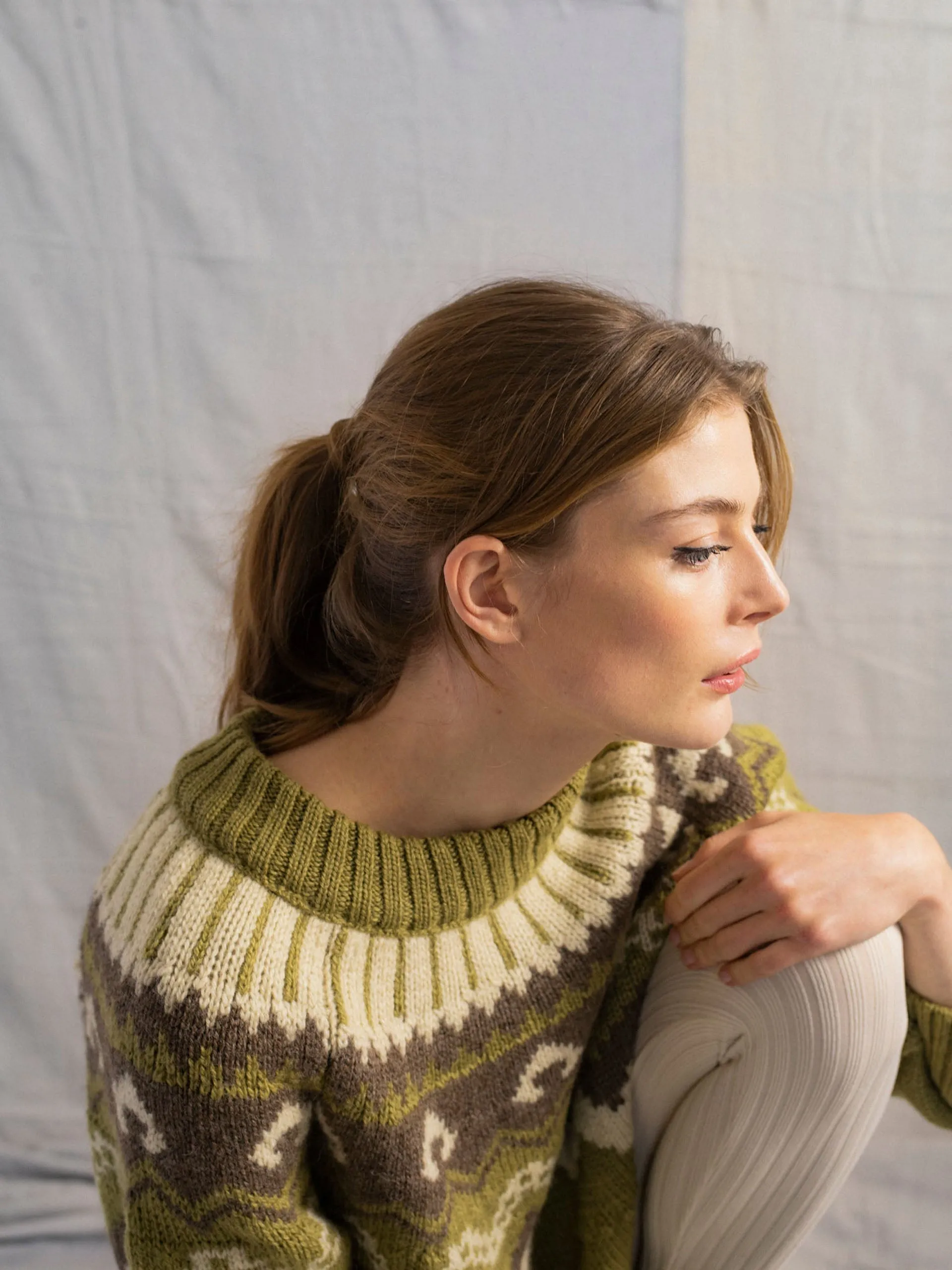 Moss with ecru and peat Fleetwood jumper