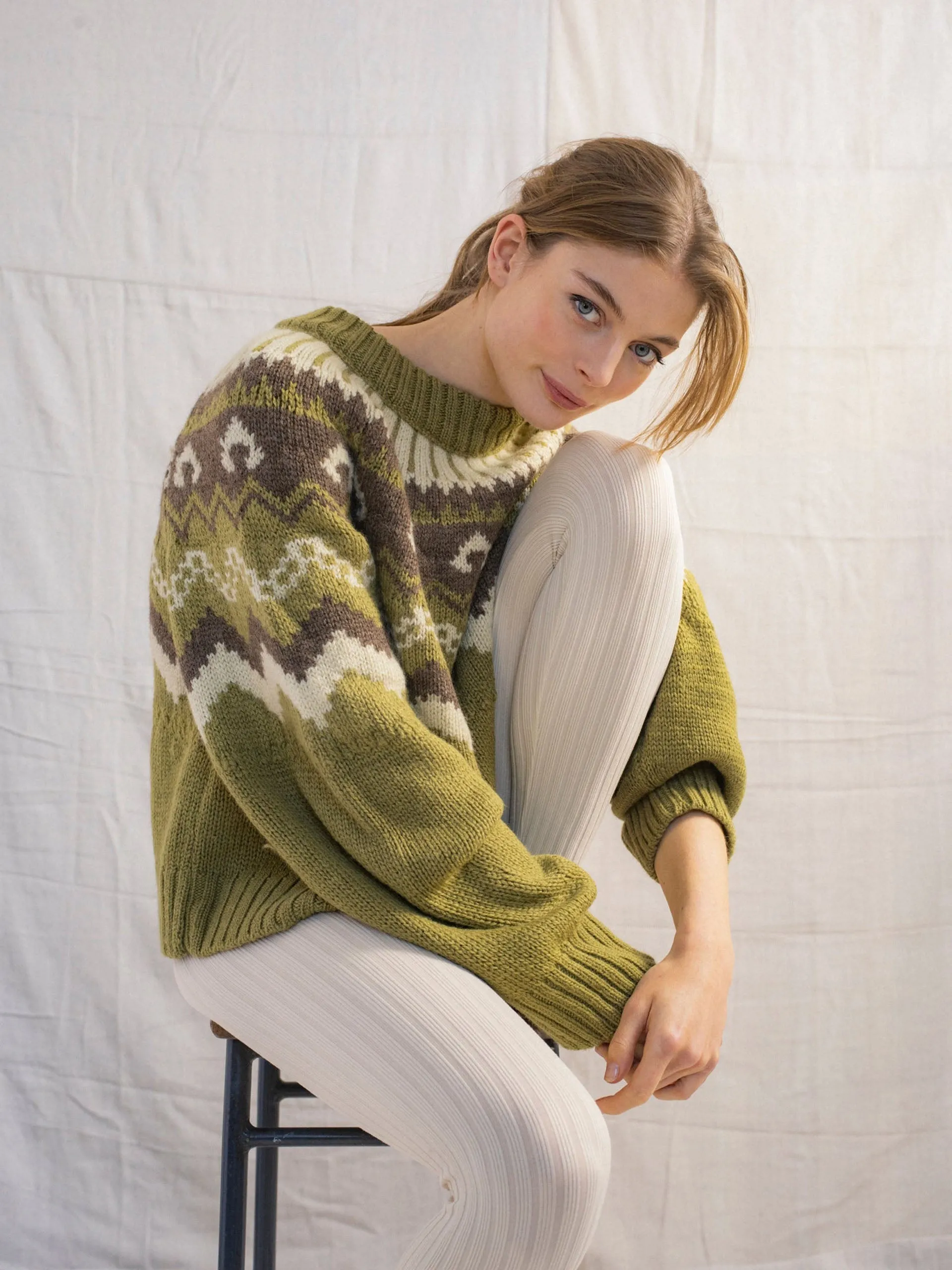 Moss with ecru and peat Fleetwood jumper