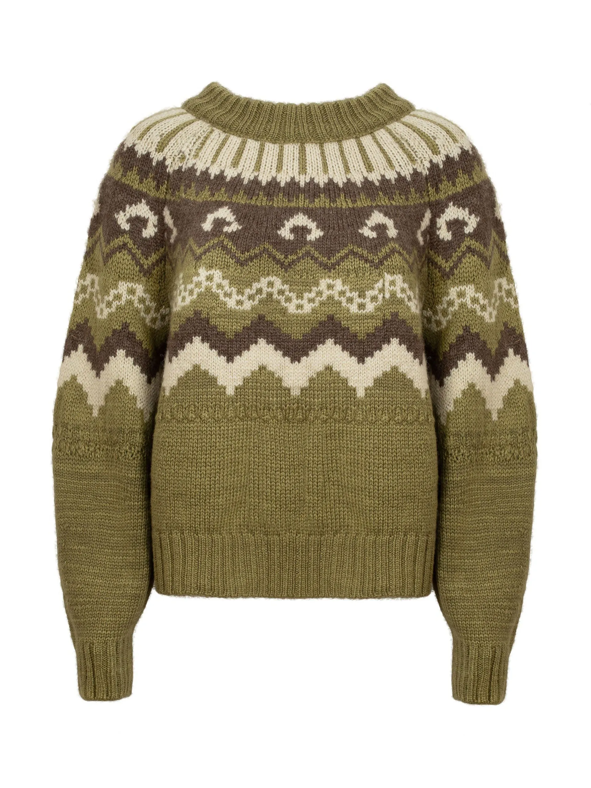 Moss with ecru and peat Fleetwood jumper
