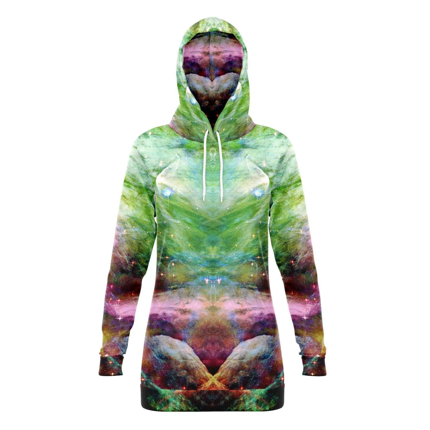 Nammu Psychedelic Fleece-Lined Long Hoodie