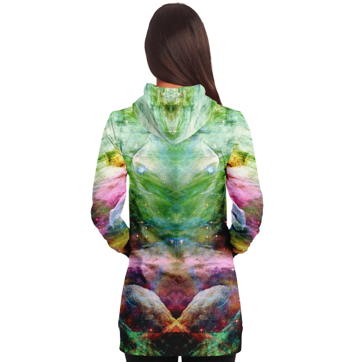 Nammu Psychedelic Fleece-Lined Long Hoodie