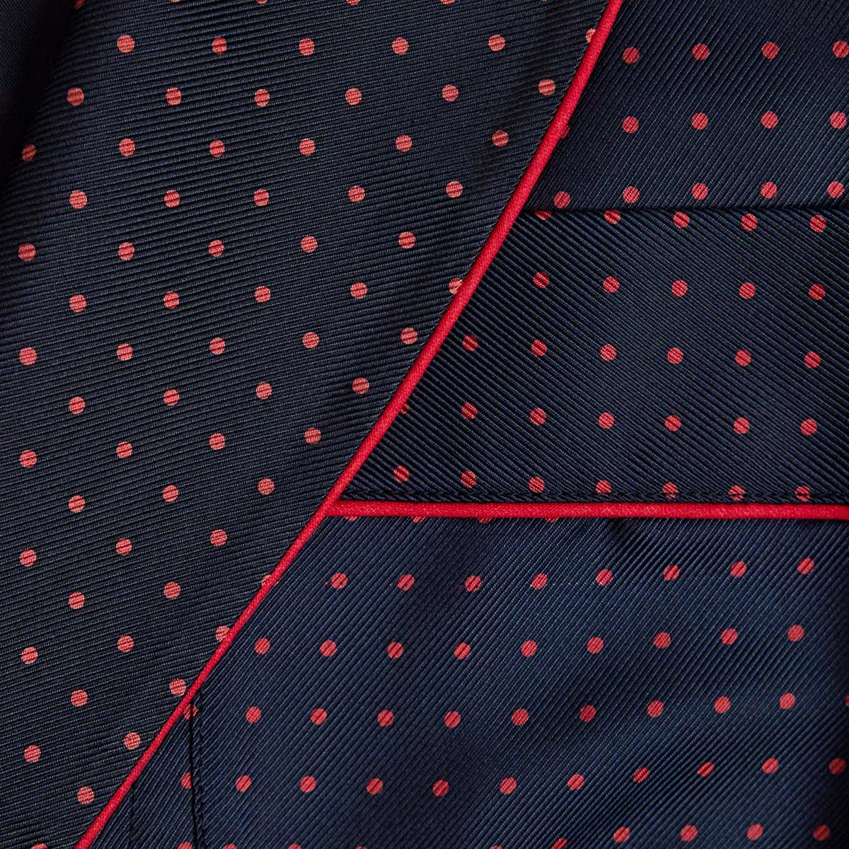 Navy & Red Spot Silk Gown